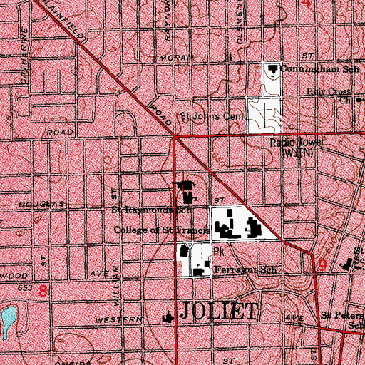 Topographic Map of Cathedral of Saint Raymonds, IL