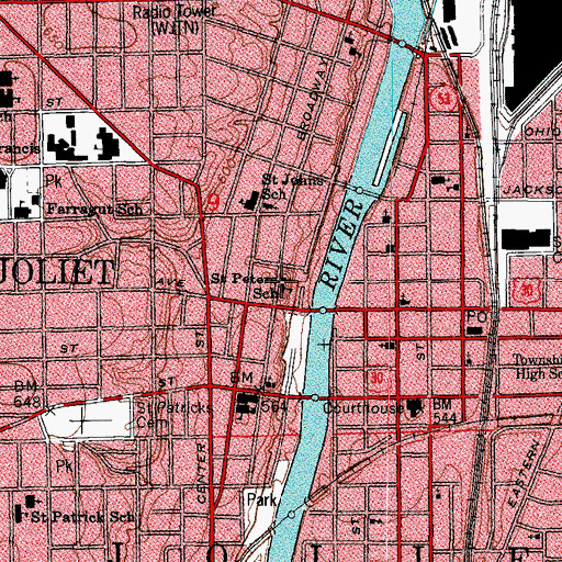 Topographic Map of Saint Peter Lutheran Church, IL