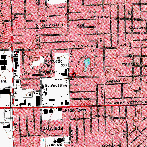 Topographic Map of Joliet Jewish Congregation, IL