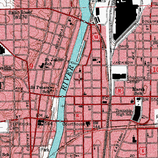 Topographic Map of First Lutheran Church, IL