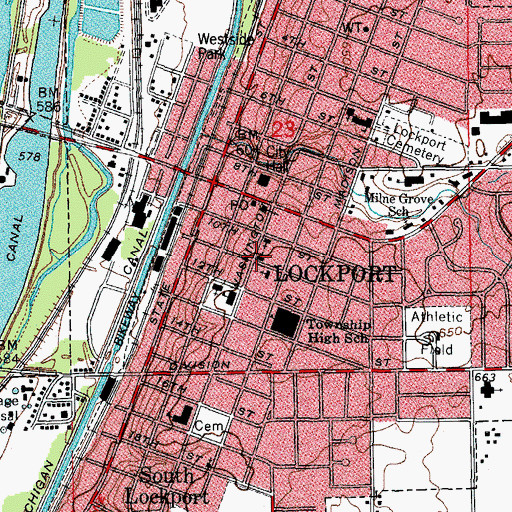 Topographic Map of Saint Johns Episcopal Church, IL