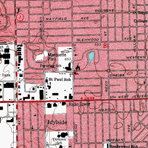 Topographic Map of Saint Edwards Episcopal Church, IL