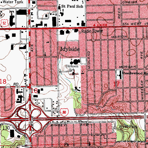 Topographic Map of Saint George Serbian Orthodox Church, IL