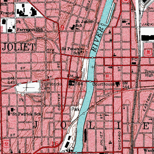 Topographic Map of All Saints Greek Orthodox Church, IL