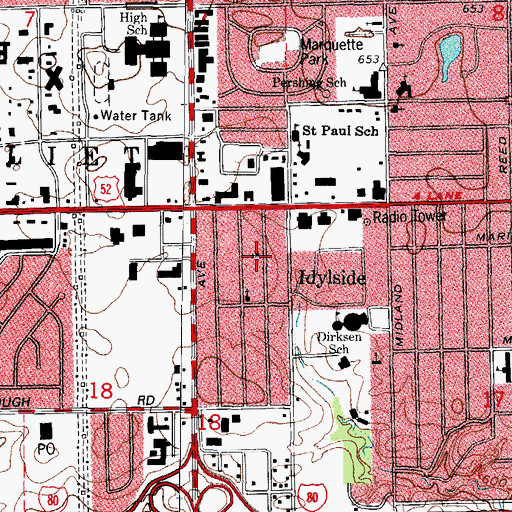 Topographic Map of Church of Christ, IL
