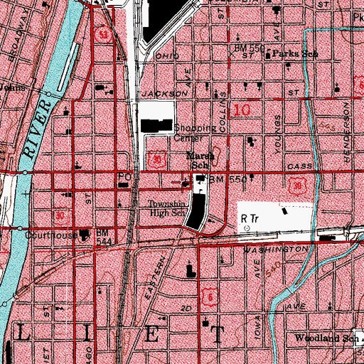 Topographic Map of First Baptist Church of Joliet, IL
