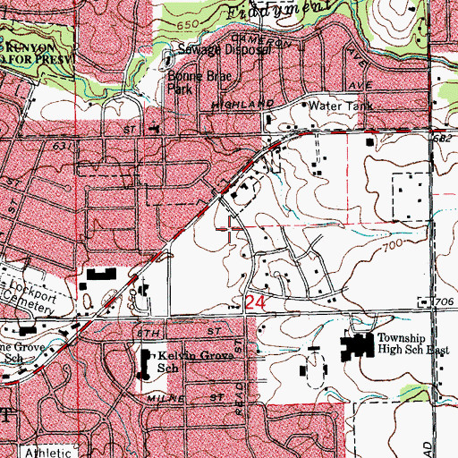 Topographic Map of Lockport Post Office, IL