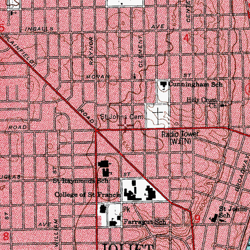 Topographic Map of Westgate Shopping Center, IL