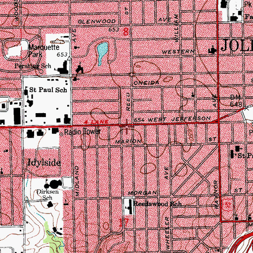 Topographic Map of West Side Shopping Center, IL