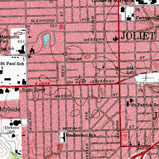 Topographic Map of Jefferson Plaza Shopping Center, IL