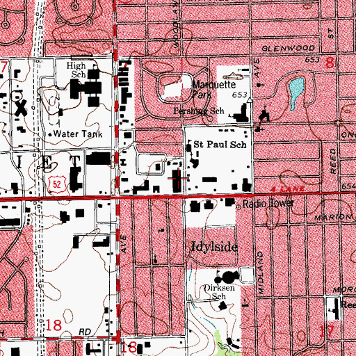 Topographic Map of Gordon Shopping Center, IL