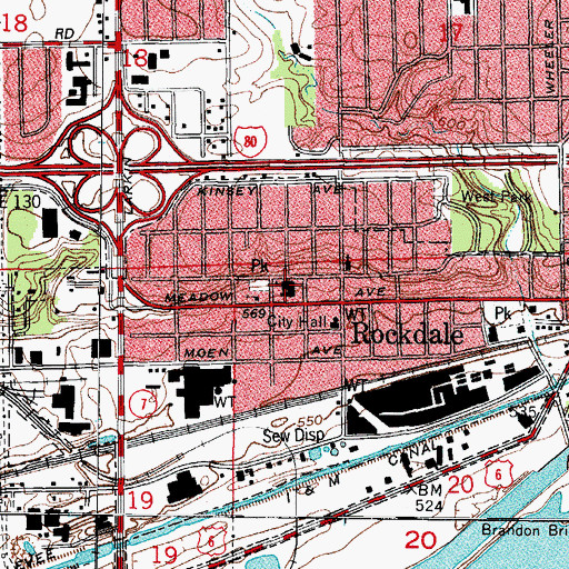 Topographic Map of Rockdale Elementary School, IL