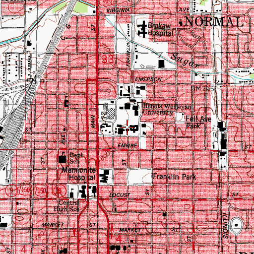 Topographic Map of Alice Miller Center for the Fine Arts, IL