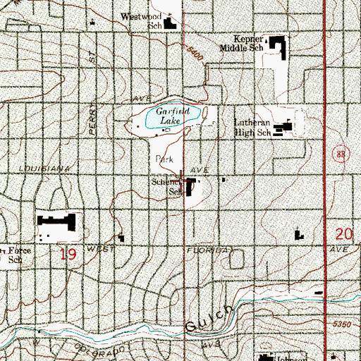Topographic Map of Charles M Schenck Elementary School, CO