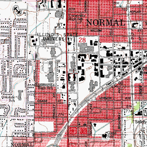Topographic Map of Barton Hall, IL