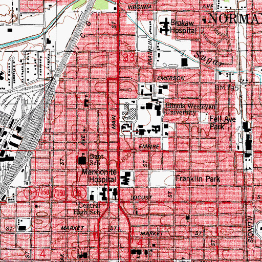 Topographic Map of Blackstock Hall, IL
