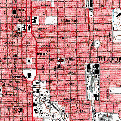 Topographic Map of Bloomington Junior High School, IL
