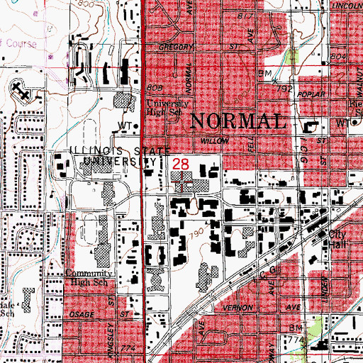 Topographic Map of Bone Student Center, IL