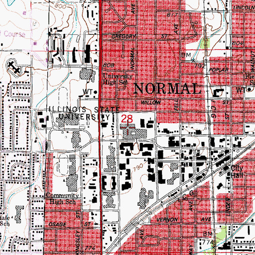 Topographic Map of Braden Auditorium, IL