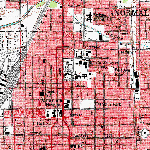 Topographic Map of Buck Memorial Library, IL