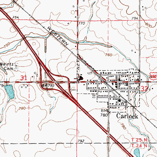 Topographic Map of Carlock Elementary School, IL