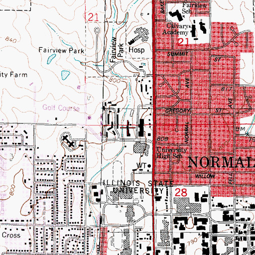 Topographic Map of Carter Harris Physical Plant, IL