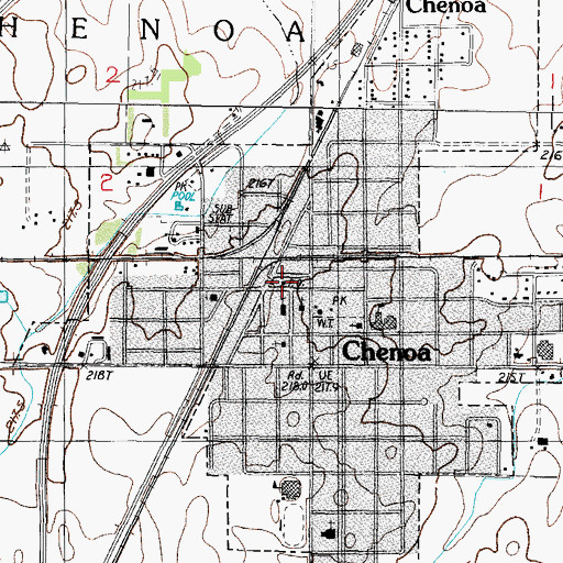 Topographic Map of Chenoa Post Office, IL