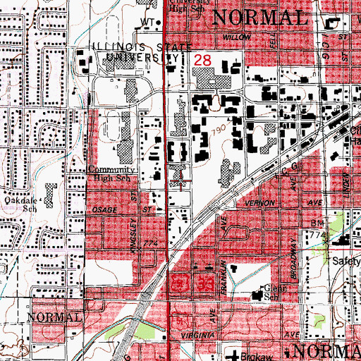 Topographic Map of Colby Hall, IL