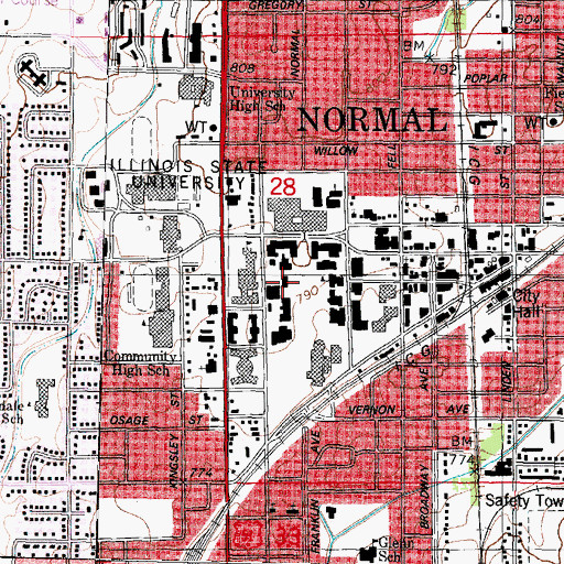 Topographic Map of Cook Hall, IL