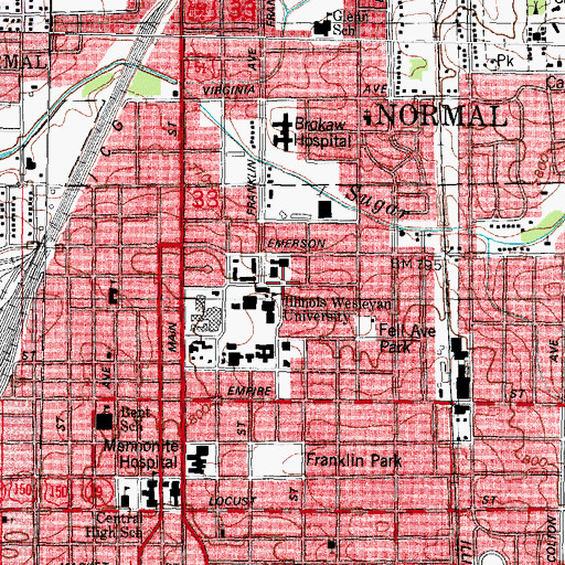 Topographic Map of DeMotte Hall, IL