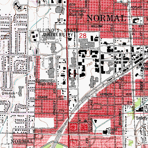 Topographic Map of Dunn Hall, IL