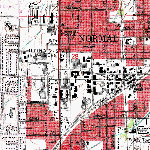 Topographic Map of Edwards Hall, IL