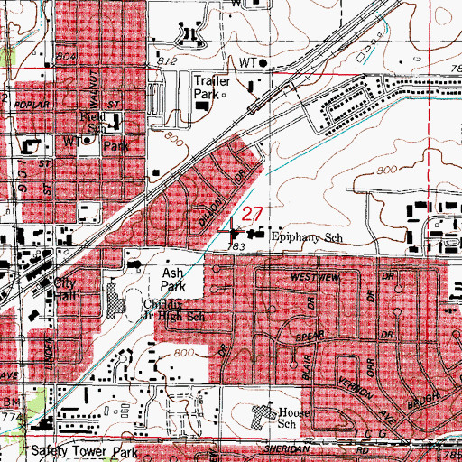 Topographic Map of Epiphany Catholic Church, IL