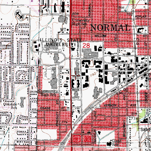 Topographic Map of Fairchild Hall, IL