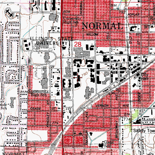 Topographic Map of Fell Hall, IL