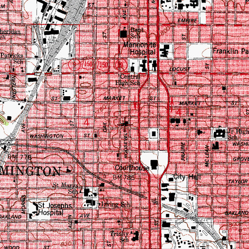 Topographic Map of First Christian Church, IL