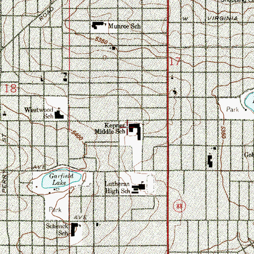 Topographic Map of Kepner Middle School, CO