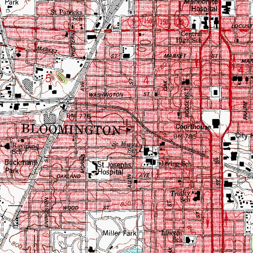 Topographic Map of First Church of God, IL