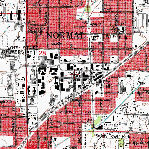 Topographic Map of First Presbyterian Church, IL