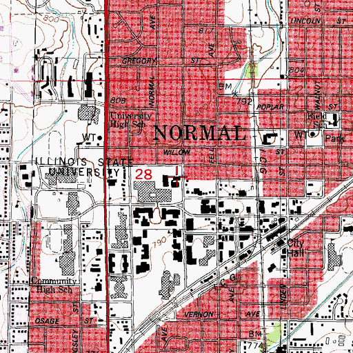Topographic Map of First United Methodist Church, IL