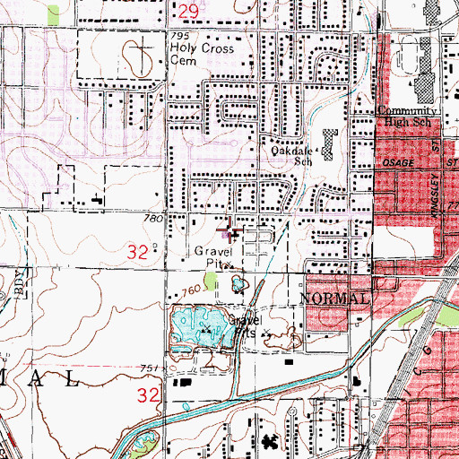 Topographic Map of Grace Baptist Church, IL