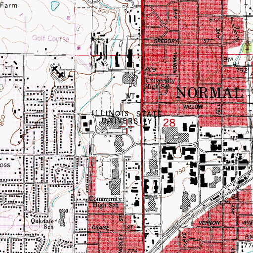 Topographic Map of Hancock Stadium, IL