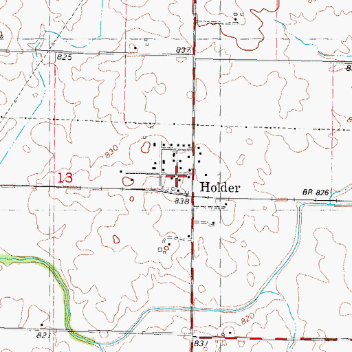 Topographic Map of Holder Post Office, IL