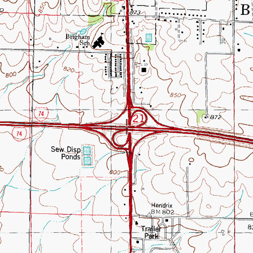 Topographic Map of Interchange 135, IL