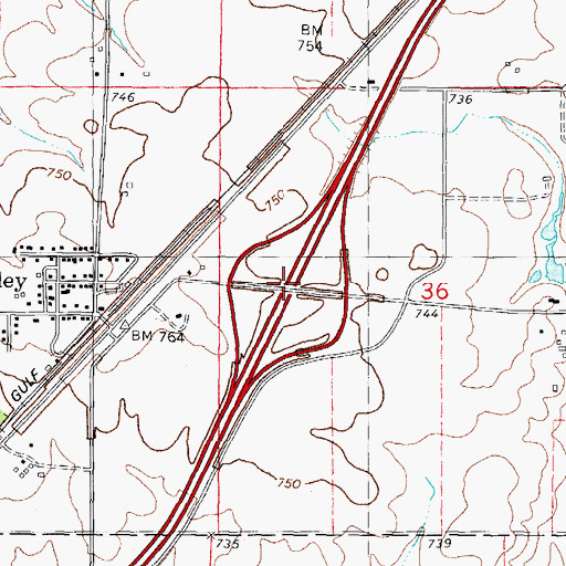 Topographic Map of Interchange 154, IL