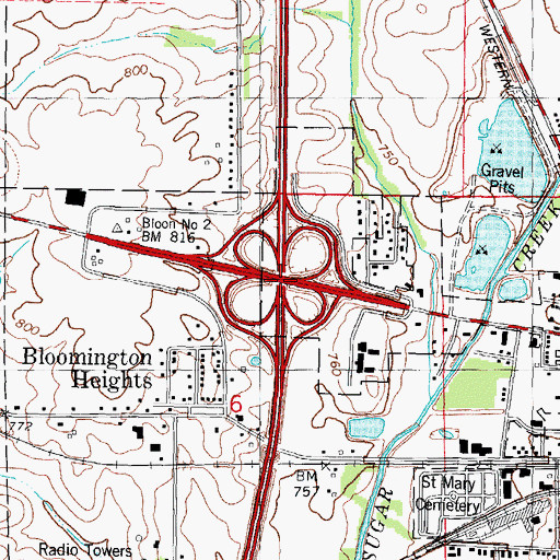 Topographic Map of Interchange 160, IL