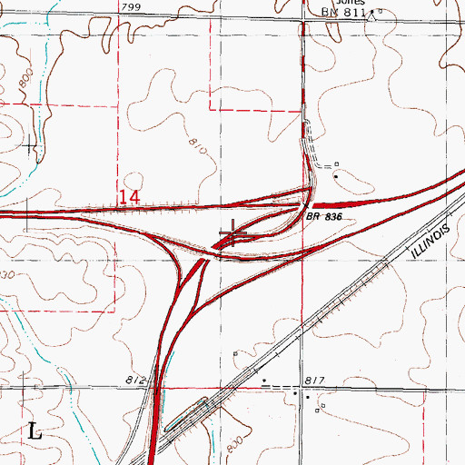 Topographic Map of Interchange 167, IL
