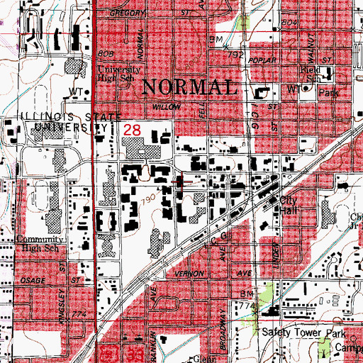 Topographic Map of Julian Hall, IL