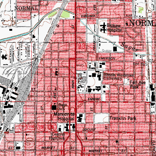 Topographic Map of Kemp Hall, IL