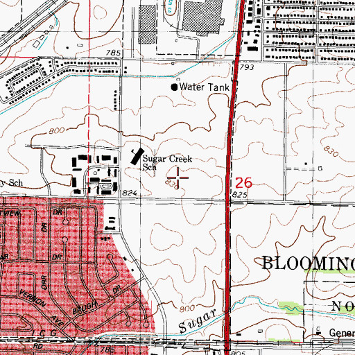 Topographic Map of Landmark Plaza Shopping Center, IL